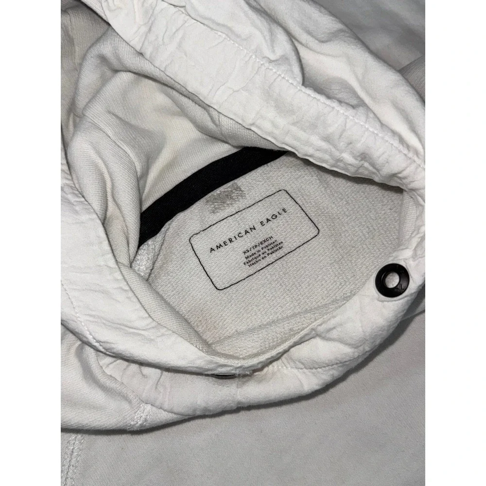 American Eagle AE USA White Black‎ Graphic Pullover Hoodie Mens Size XS